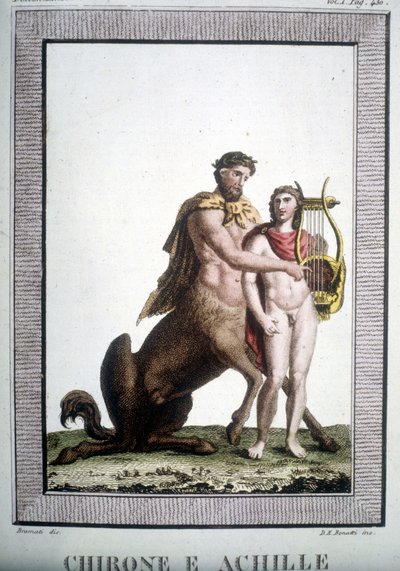 Der Zentaur Chiron und Achilles - im Dizionario mitologico von Unknown artist