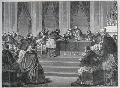 Die Geistlichen von Frankreich und Italien trafen sich in Paris zur Versammlung des französischen Nationalrats am 9. Juni 1811, geleitet von Kardinal Fesch (1763-1839). von Unknown artist