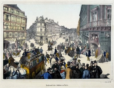 Die Menge auf dem Boulevard des Italiens - Gravur von Unknown artist