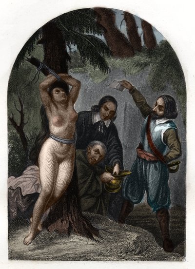Die Dragonaden der Cevennen unter Ludwig XIV. (1643-1715), Verfolgung der Protestanten. Gravur von 1842 in „Histoire des popes“ von Maurice Lachatre. Private Sammlung. von Unknown artist