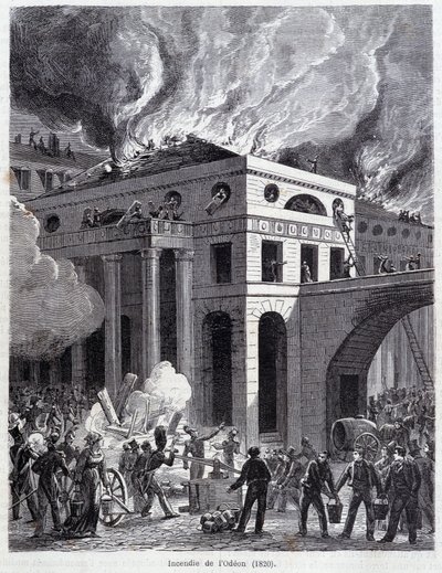 Der Brand des Odeon (1820) (Gravur, späte 19. Jahrhundert) von Unknown artist