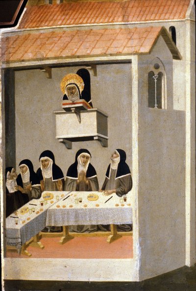 Die guten Schwestern essen Fisch. 13. Jahrhundert von Unknown artist