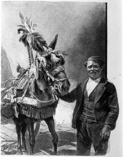 Das Geschirr des Esels aus den sizilianischen Wagen während traditioneller Feierlichkeiten. Gravur des 19. Jahrhunderts von Unknown artist