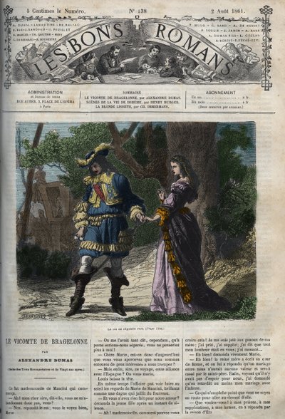 Das letzte Treffen von Marie Mancini (1639-1715) mit Ludwig XIV. (1638-1715) vor seiner Abreise vom Hof nach Brouage am 22. Juni 1659, das Exil organisiert von Kardinal Mazarin, um ihn vom König fernzuhalten - Illustration aus dem „Viscount of Bra von Unknown artist