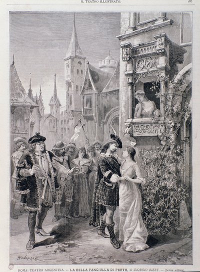 Die letzte Szene von Die schöne Magelone, Oper von Georges Bizet, im Teatro Argentina in Rom von Unknown artist