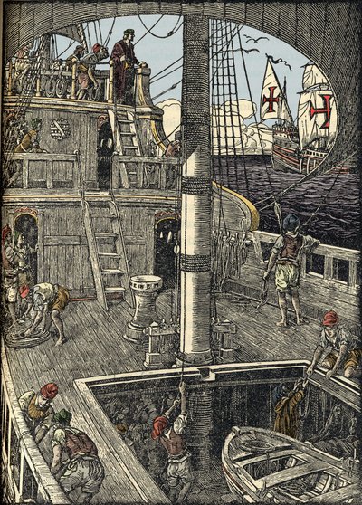 Der Seefahrer Christoph Kolumbus (1451-1506) an Bord seiner Karavelle von Unknown artist