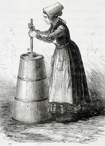 Die Kolbenbuttermaschine - in „Die Wunder der Industrie“ von Louis Figuier von Unknown artist