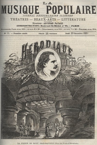 Das Gefängnis von Johannes dem Täufer - Dekor des 3. Aktes von „Herodiade“, Oper in vier Akten und sieben Bildern von Jules Massenet, nach einem Libretto von Paul Milliet und Henri Gremont - Gravur in „La musique populaire“ illustriertes Wochenblatt - 1882 von Unknown artist