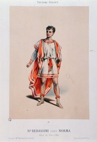 Der Sänger Achille De Bassini als Pollione in der Oper La Norma von Unknown artist