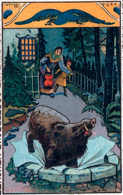 Der schreckliche Eber. Chinesisches Märchen. Chromolithographie aus dem späten 19. Jahrhundert. von Unknown artist