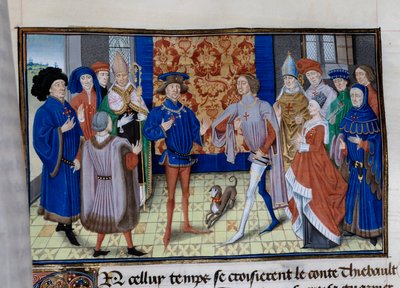 Thibaut III. von Champagne, Louis, Graf von Blois und Chartres, und Baudouin IX. von Flandern treffen sich. Miniatur in „Chronik der Zeit von Herodes Antipas“ von Unknown artist