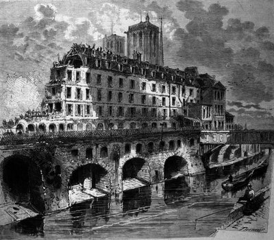 Umgestaltungen von Paris unter dem Zweiten Kaiserreich, Haussmann-Arbeiten: Abriss des ehemaligen Hôtel-Dieu. von Unknown artist