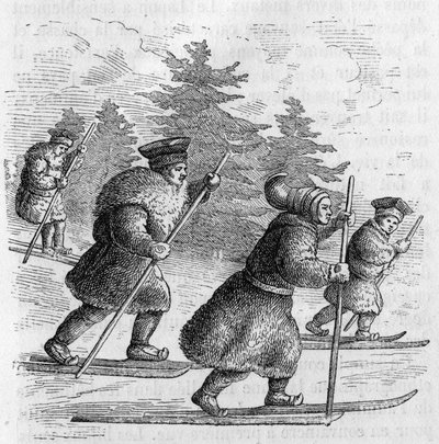 Transport in Lappland: Lappen und ihre Schlittschuhe. von Unknown artist