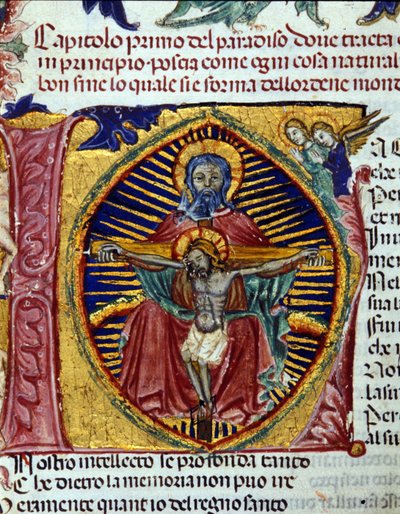 Trinität (die Taube des Heiligen Geistes ist im Bart des Vaters zu sehen). Illuminiertes Codex von Unknown artist