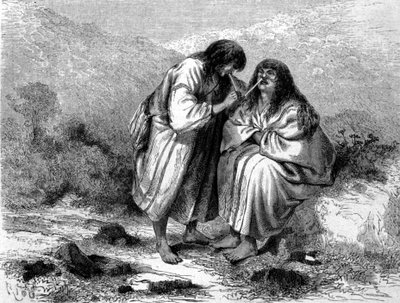 Zwei Indios aus Peru rauchen Tabak. Gravur aus dem 19. Jahrhundert von Unknown artist