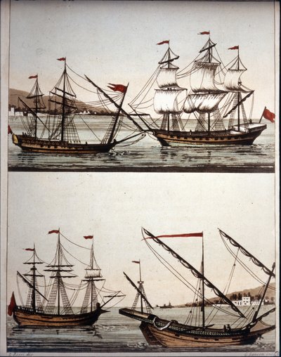 Typische Boote der barbarischen Piraten, - in „Il costume antico e moderno“ von Ferrario, Mailand von Unknown artist