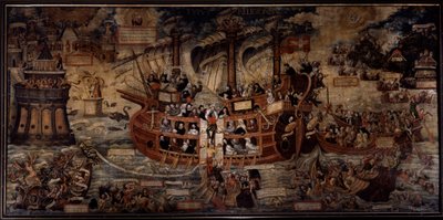 Typus religionis Eine Allegorie der religiösen Orden, das Schiff des Glaubens wird von religiösen Orden regiert, angeführt von Jesuiten. Die Gründer der verschiedenen Orden sind dargestellt: Ignatius von Loyola, Gründer der Gesellschaft Jesu, Franz von Ass von Unknown artist