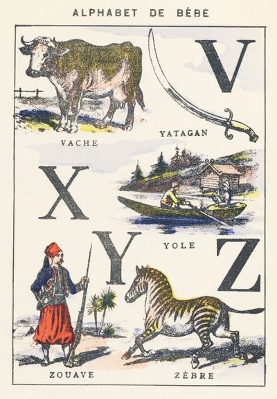V X Y Z: Kuh, Jolle, Zouave, Zebra von Unknown artist