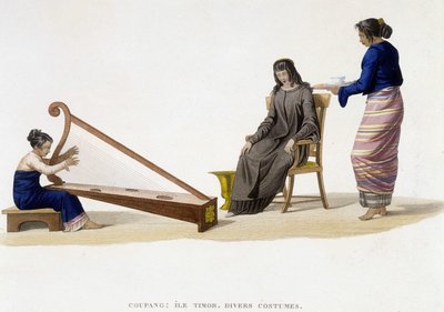 Verschiedene Kostüme von Frauen von der Insel Timor (Coupang) von Unknown artist