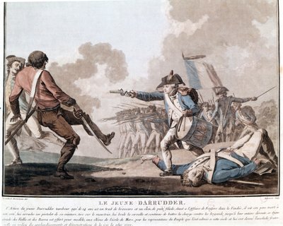 Aufstand der Vendée: der junge Darruder. Dies ist ein Beispiel für patriotischen Heldentum, da Darruder ein 14-jähriger Junge war, der die Waffe seines toten Vaters aufnahm, um seinen Mörder zu töten und den Kampf fortzusetzen. 1793. von Unknown artist