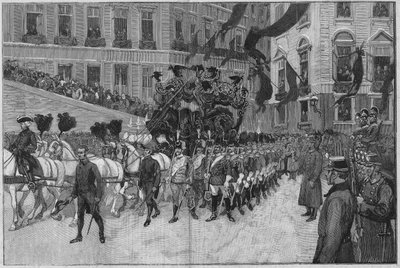Wien 1889: Das Begräbnis von Prinz Rudolf (Erzherzog Rudolf von Habsburg (1858-1889), Kronprinz von Österreich). Der Prozessionszug vor der französischen Botschaft von Unknown artist