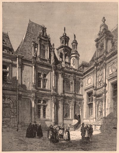 Ansicht des Innenhofs des Hotel Escoville in Caen im Jahr 1860, Frankreich von Unknown