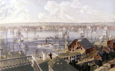 Ansicht des New Yorker Hafens. SD-Lithographie um die Mitte des 19. Jahrhunderts von Unknown artist