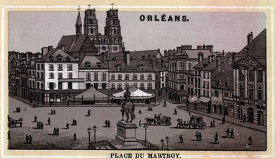 Ansicht des Place du Martroy in Orléans, Département Loiret und Region Centre, Frankreich. Chromolithographie des späten 19. Jahrhunderts. von Unknown artist