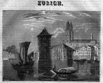 Ansicht der Stadt Zürich (Zurigo) in der Schweiz im 19. Jahrhundert von Unknown artist