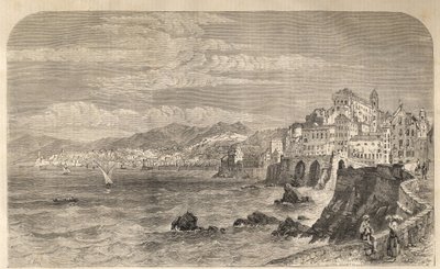 Blick auf den alten Hafen von Genua - Blick auf den Hafen von Genua - Genua 1861 - Gravur von Unknown artist