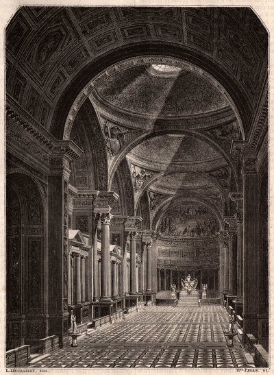 Ansicht des Inneren der Kirche Madeleine in Paris im Jahr 1843, kurz nach ihrer Eröffnung für den Gottesdienst von Unknown