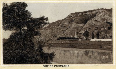 Ansicht des Dorfes Poilvache, Tal der Maas, Belgien. Chromolithographie des späten 19. Jahrhunderts. von Unknown artist