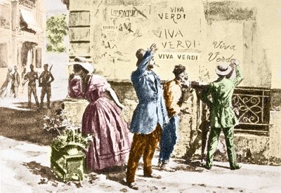Viva Verdi: Begeisterte Inschriften für Giuseppe Verdi in Neapel (Königreich beider Sizilien) unter der österreichischen Besatzung 1859, nach dem Verbot seiner Oper „Ein Maskenball“ von Unknown artist