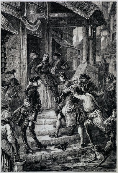 Voltaire (1694 - 1778) verhaftet in Frankfurt im Jahr 1753 auf Befehl des großen Friedrich II. - in Histoire de France von den frühesten Zeiten bis 1789 von M. Guizot von Unknown artist