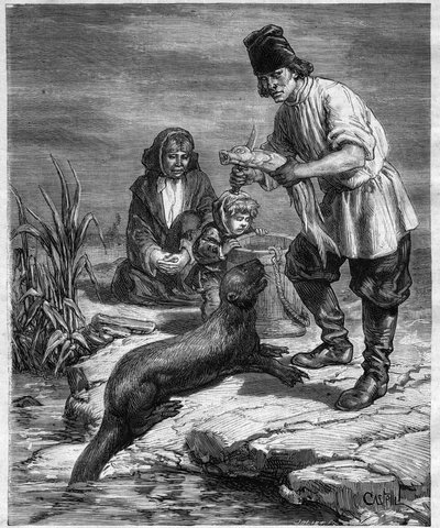 Reise von Alphonse Louis Pinart in Nordamerika und Alaska - Jagen und Fischen in Alaska - Gravur in 