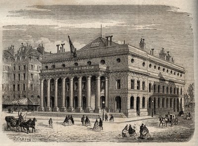 Ansicht des Theaters Odeon in Paris - im 19. Jahrhundert - Gravur in „Dictionnaire populaire illustrious“ - 1864 - von Joseph Decembre und Edmond Allonier - von Unknown artist