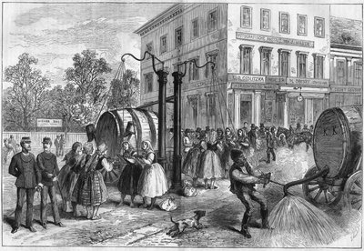 Bewässerungssystem in den Straßen von Wien, Österreich im Jahr 1873 von Unknown artist