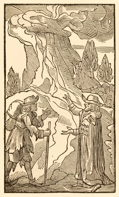 Wenn Christen auf den fleischlichen Menschen hören... aus The Pilgrims Progress From This World, To That Which Is To Come von John Bunyan (1628-1688), Mr. Worldly Wiseman schlägt vor, dass Christian seine Last ablegen kann von Unknown