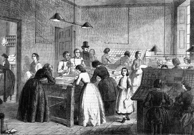 Frauenwerkstatt Typographen in Paris im Jahr 1865 von Unknown artist