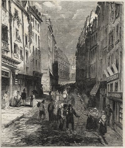 Arbeiten in der Rue de la Montagne Sainte-Geneviève im 5. Arrondissement von Paris im Jahr 1858. von Unknown artist