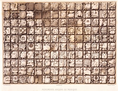 Schreibtafel - in „Alte Denkmäler Mexikos: Palenqué und andere Ruinen der alten Zivilisation Mexikos“ von Brasseur de Bourbourg, Paris von Unknown artist