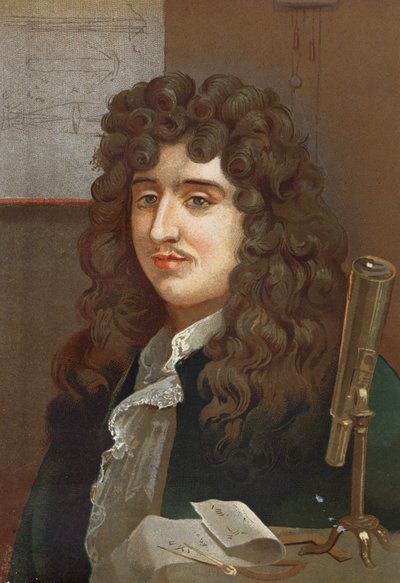 Porträt von Christiaan Huygens, niederländischer Physiker und Mathematiker (1629-1695) nach „La Ciencia y sus Hombres“ von Louis Figuier. Barcelona 1881 von Unknown artist