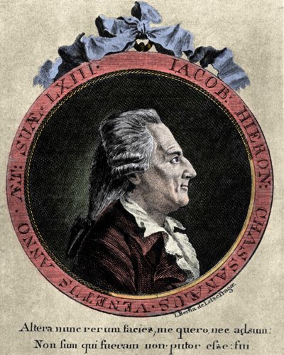 Porträt von Giovanni Giacomo Casanova (1725-1798), italienischer Abenteurer und Schriftsteller. Porträt von Johann Berka aus „Icosameron oder Geschichte von Edward und Elizabeth, die einundachtzig Jahre mit den Megamicres, einheimischen Bewohnern des Proto von Unknown artist