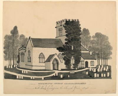 Oddington Kirchhof, Gloucestershire, Nordwestansicht von Unknown, English