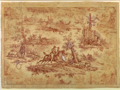 Zeichnung, Cartoon für bedruckten Baumwollstoff, La Route de Jouy, nach 1815 von Unknown artistUnknown artist