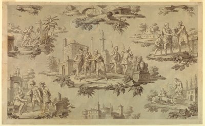 Zeichnung, Cartoon für Baumwoll-Druck: Das Leben des Belisaire [La Vie de Bélisaire], ca. 1820 von Unknown artistUnknown artist