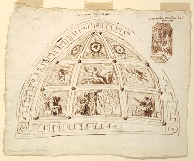 Zeichnung, Deckenwölbungsdekoration, Camera da Letto, Sala di Cornelia di Palazzo Cavina, Faenza, 1816 von Unknown artistUnknown artist