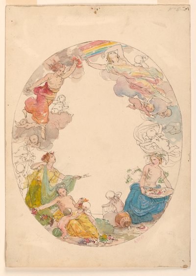 Zeichnung, Deckenmalerei, "Die Elemente", ca. 1870 von Unknown artistUnknown artist