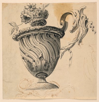 Zeichnung, Deckenmalerei und Blumenvase, ca. 1725–1750 von Unknown artistUnknown artist
