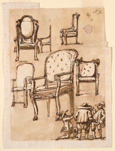 Zeichnung, Stühle, 1780–1790 von Unknown artistUnknown artist